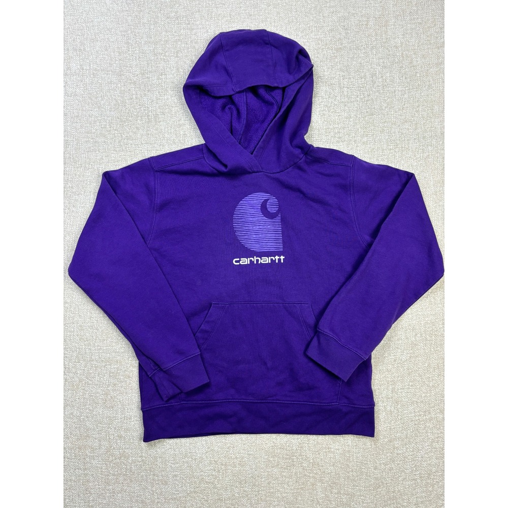 Carhartt Kids Purple Logo Graphic Pullover Hoodie Sweatshirt TS9931-G Size L 12